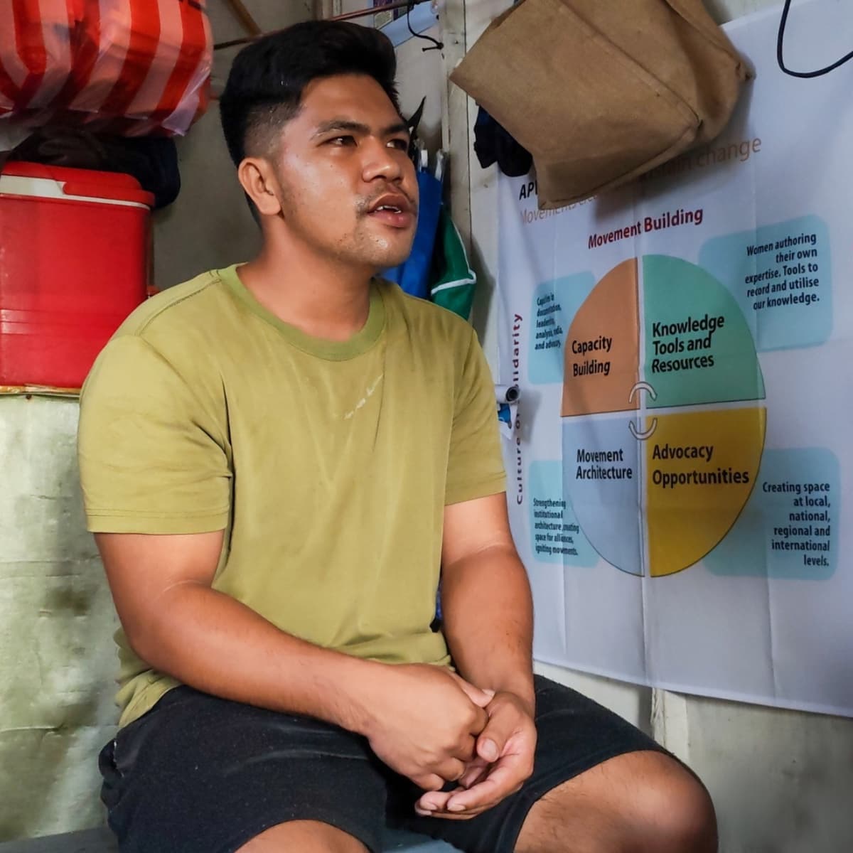 Arvin Escarial, 25, a third-generation mussel farmer from Navotas, now works as an occasional fishing crew member while continuing to organize with fellow fisherfolk to defend their community’s connection to Manila Bay. (Photo by: Shane Imperial)